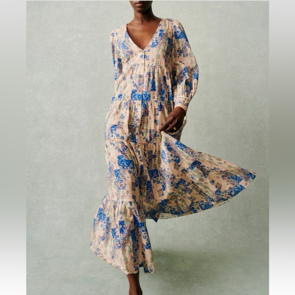 Sezane Benedetta Patchwork Print Dress - Picture 2 of 15
